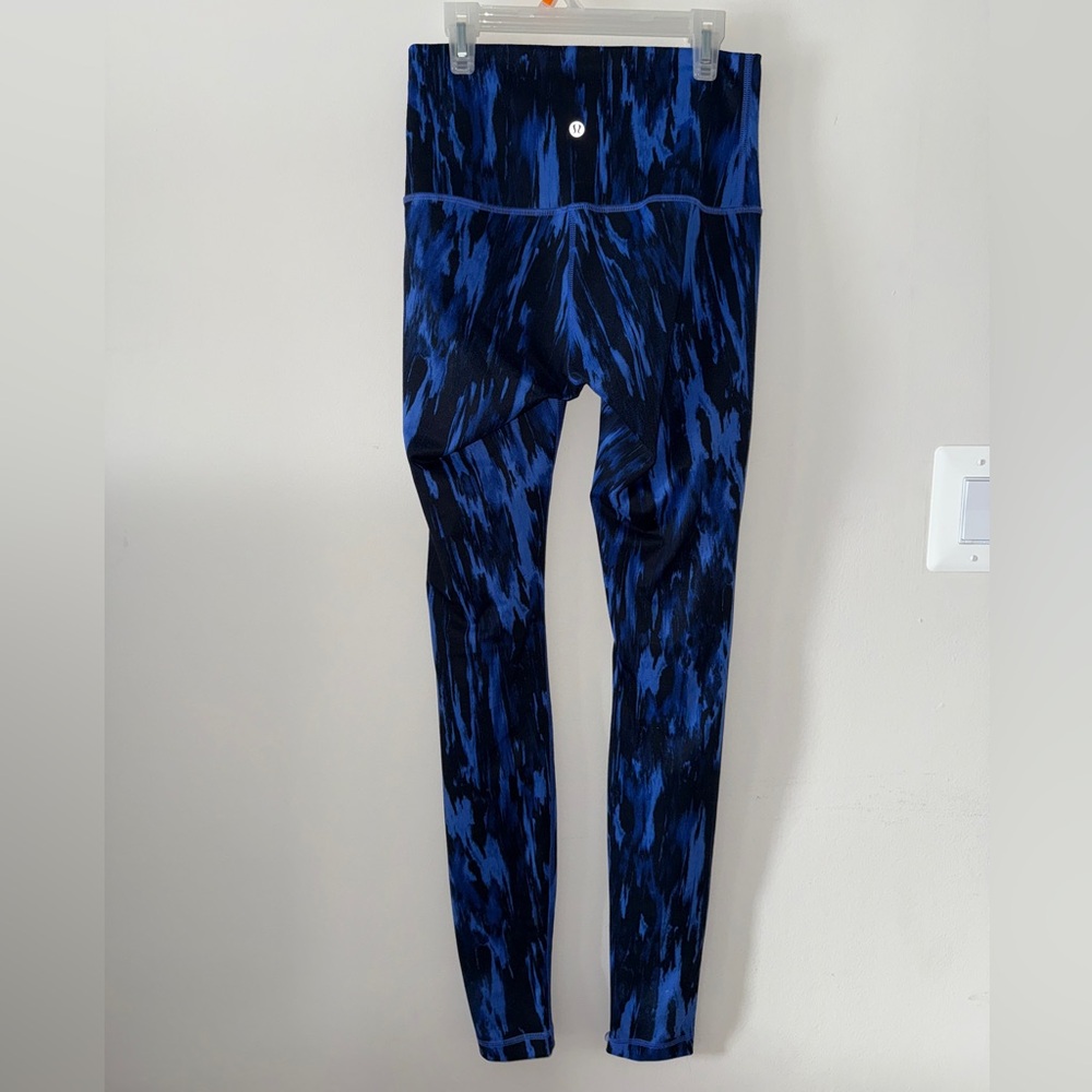 Lululemon Pace Revival Blue Splat Print Wunder Under Full Length Luxe Legging - Picture 1 of 4